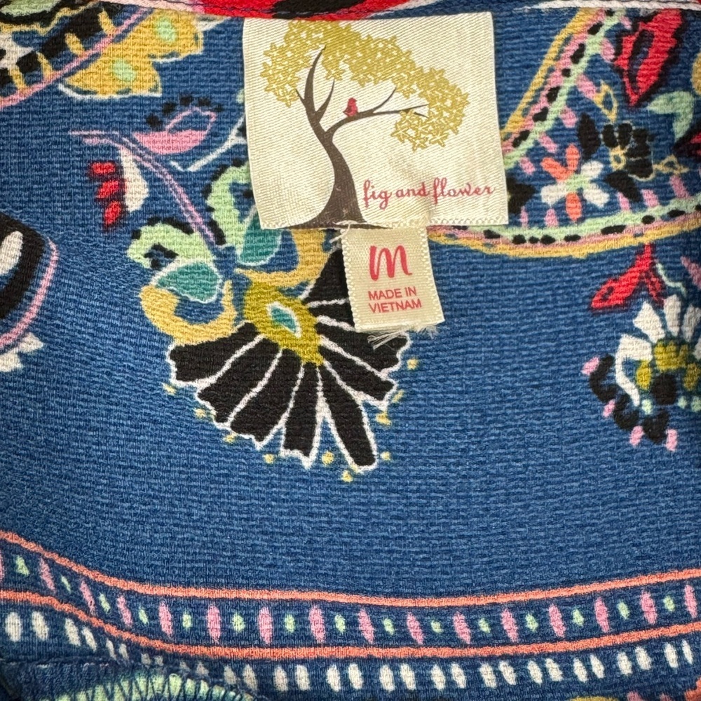 Anthropologie Fig and Flowers Floral Dress Tunic Colorful Side Slit Sz Medium - Picture 8 of 13
